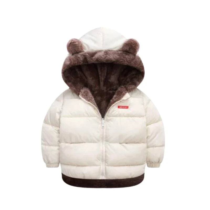 Girls winter cotton jacket fashion all-match thick Keep warm boy fur collar coat Korean version 2-7 years child Quality clothing