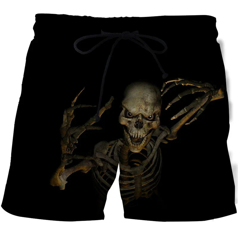 Hot Sale Skull Horror 3D Printe Beach Short Men's Shorts Anime Pants Quick-drying Street Clothing Black Short Casual short homme