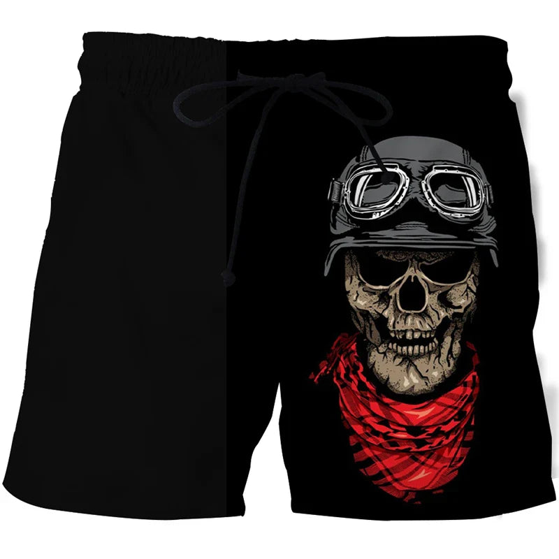Hot Sale Skull Horror 3D Printe Beach Short Men's Shorts Anime Pants Quick-drying Street Clothing Black Short Casual short homme