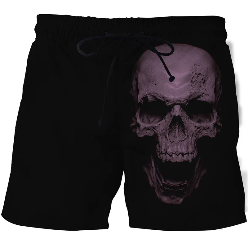 Hot Sale Skull Horror 3D Printe Beach Short Men's Shorts Anime Pants Quick-drying Street Clothing Black Short Casual short homme
