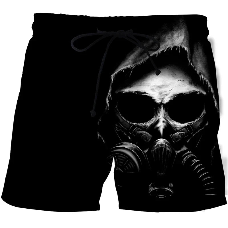 Hot Sale Skull Horror 3D Printe Beach Short Men's Shorts Anime Pants Quick-drying Street Clothing Black Short Casual short homme