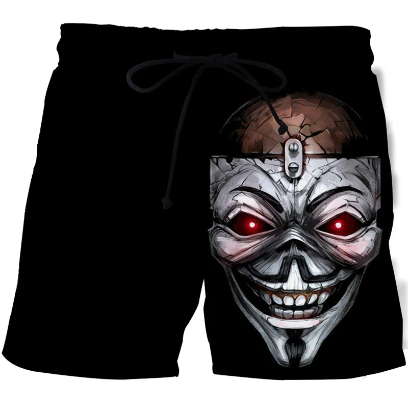 Hot Sale Skull Horror 3D Printe Beach Short Men's Shorts Anime Pants Quick-drying Street Clothing Black Short Casual short homme