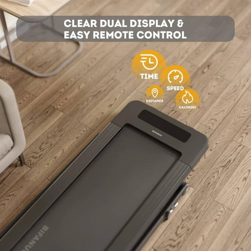 BiFanuo 2 in 1 Folding Treadmill, Under Desk Smart Walking Pad, Installation-Free,Compact FoldableTreadmill for Home/Office Gym