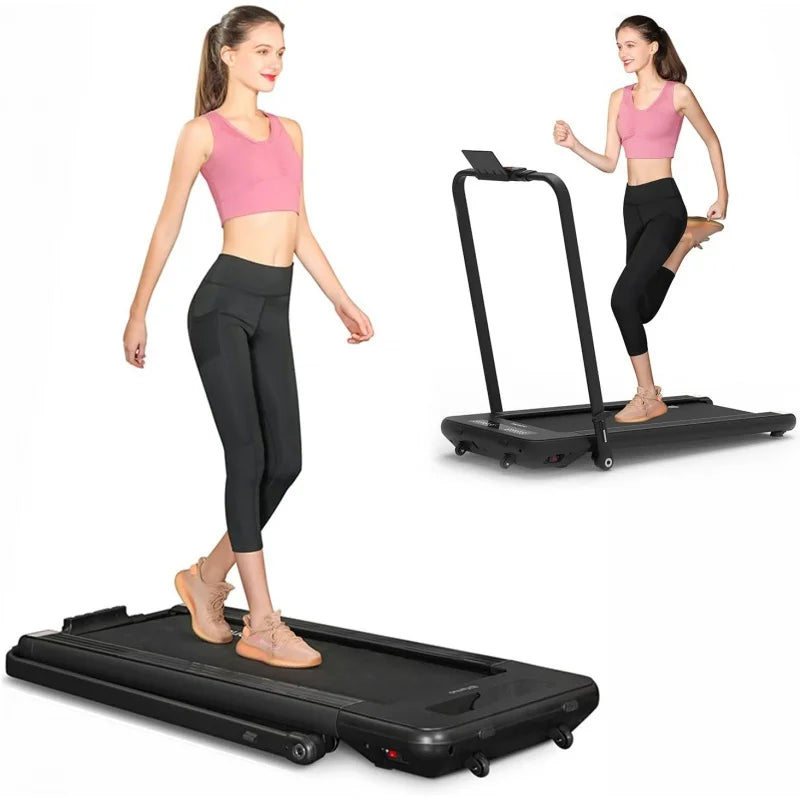 BiFanuo 2 in 1 Folding Treadmill, Under Desk Smart Walking Pad, Installation-Free,Compact FoldableTreadmill for Home/Office Gym