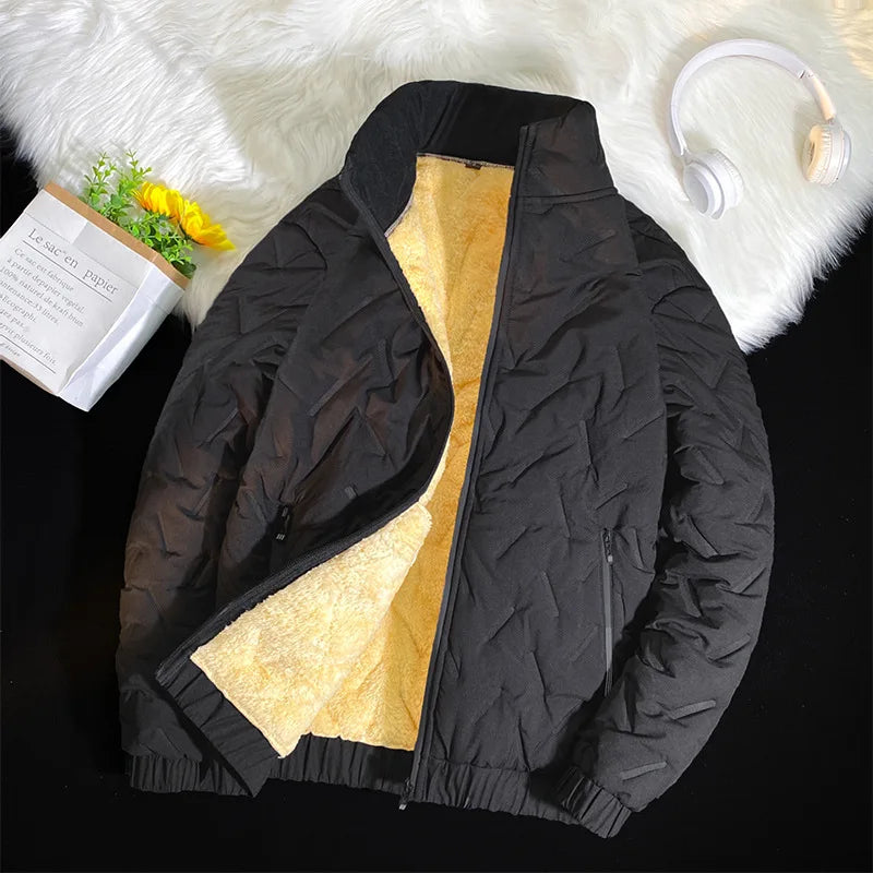 Mens Winter Coats Thicken Warm Jackets Autumn Thermal Lightweight Lined Fleece Jacket Male Coat Casual Turn Down Collar L-7XL
