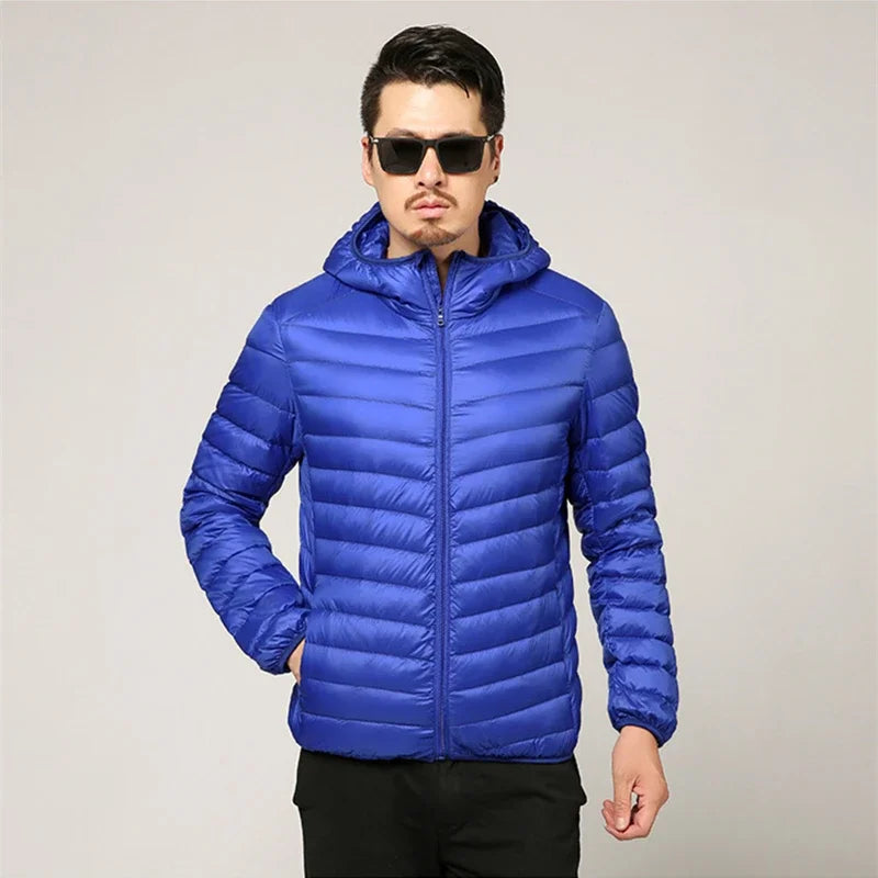 Men's All-Season Ultra Lightweight Packable Down Jacket Water and Wind-Resistant Breathable Coat Big Size Men Hoodies Jackets