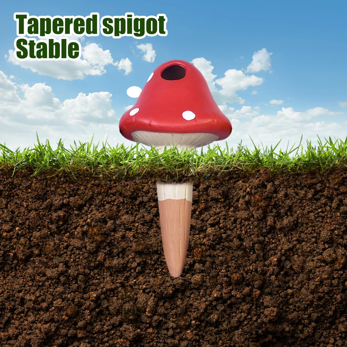 4Pcs Self-Watering Mushroom Spikes Portable Automatic Terracotta Globe Small Potted Plant Waterer Cute Garden Device