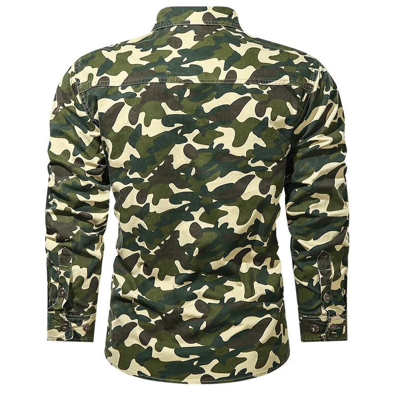 Long Sleeve Camouflage Men Fashion Military Army T-shirt Men's Clothing Camo Tops Outdoors Male Cargo Shirts Us Army Green