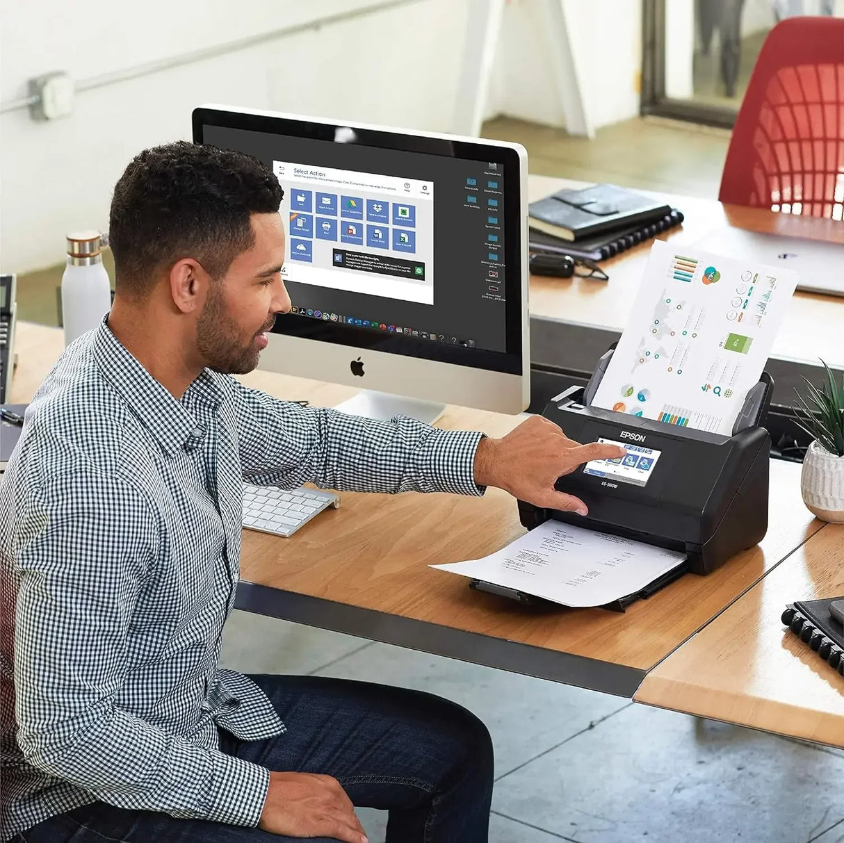 Workforce ES-580W Wireless Color Duplex Desktop Document Scanner for PC with 100-sheet Auto Document Feeder (ADF)