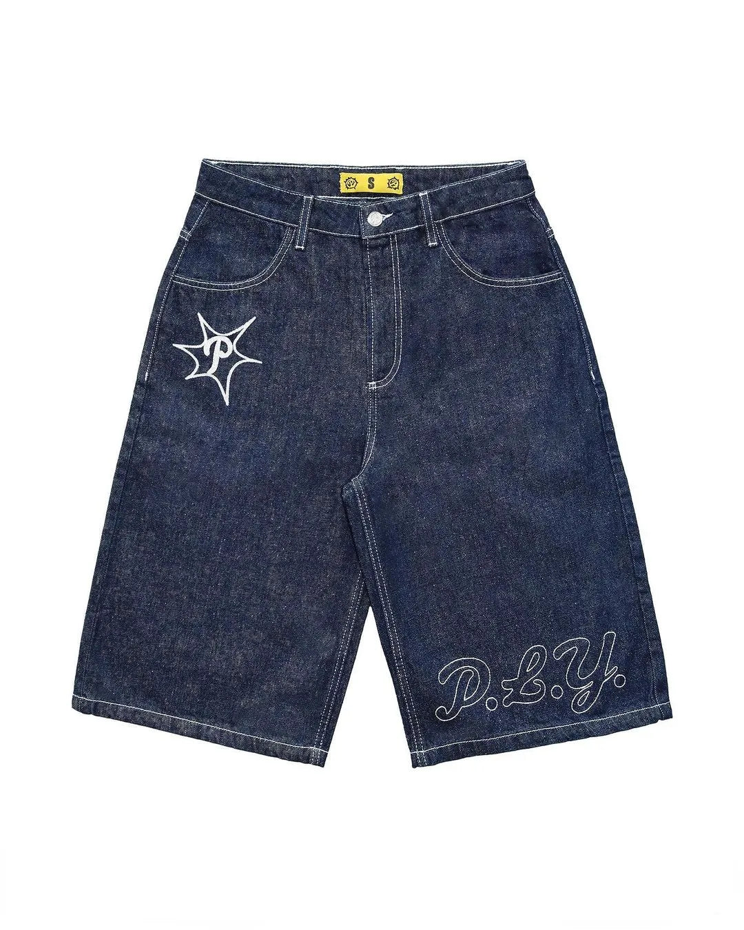 Y2k Hip Hop Vintage Loose Jorts Harajuku Streetwear Summer Punk Rock Letter Embroidery Fashion Denim Shorts Men Clothing