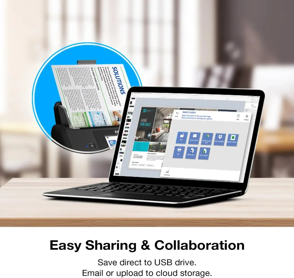 Workforce ES-580W Wireless Color Duplex Desktop Document Scanner for PC with 100-sheet Auto Document Feeder (ADF)