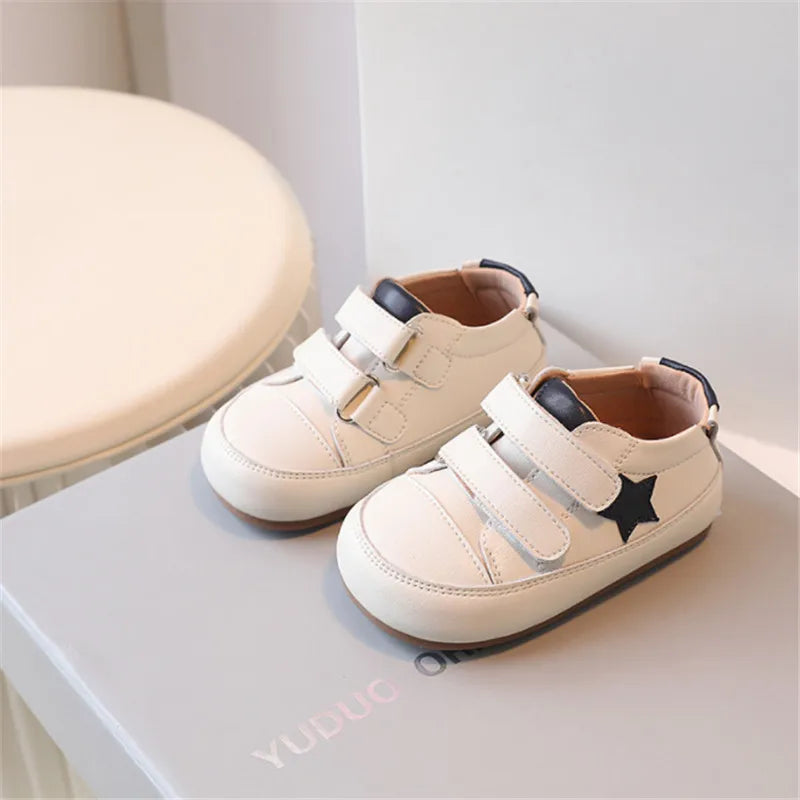 0-5 Years New Baby Shoes Microfiber Leather Toddler Boys Barefoot Shoe Star Soft Sole Girls Outdoor Tennis Fashion Kids Sneakers