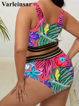 0XL - 4XL Sexy Floral Bikini Large Size Swimwear Plus Size Women Swimsuit Female Two-piece Bikini set Bather Bathing Suit V3893R