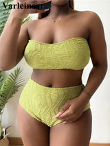 0XL - 4XL Strapless Bikini Large Size Swimwear Plus Size Women Swimsuit Female Two-pieces Bikini set Bather Bathing Suit V3910Y