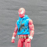 1/12 Scale Scarlet Spider-Man Hooded Vest Sleeveless Ripped Design Spider Print Coat Top Clothes Accessory For 6" Mafex Body