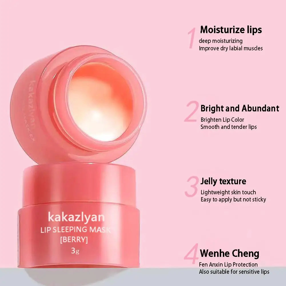 1/2/3 Korea Lip Mask Lip Sleep Mask Night Sleeping Lips Care Maintenance Moisturizing Lip Gloss Bleach Cream Lip Balm Strawberry