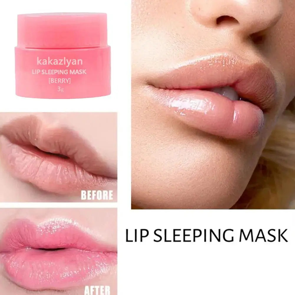 1/2/3 Korea Lip Mask Lip Sleep Mask Night Sleeping Lips Care Maintenance Moisturizing Lip Gloss Bleach Cream Lip Balm Strawberry