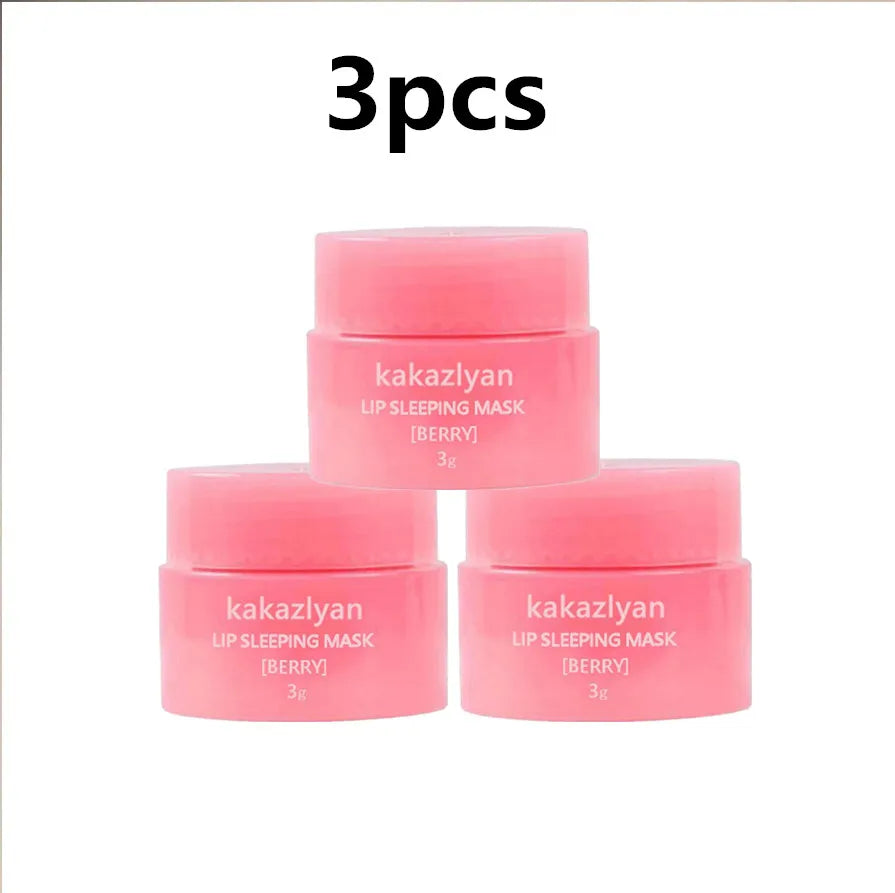 1/2/3 Korea Lip Mask Lip Sleep Mask Night Sleeping Lips Care Maintenance Moisturizing Lip Gloss Bleach Cream Lip Balm Strawberry