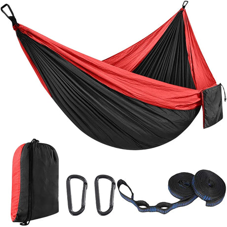 1-2 Person Color Matching Portable Outdoor Camping Hammock With Nylon High Strength Parachute Fabric Hanging Bed 270*140cm