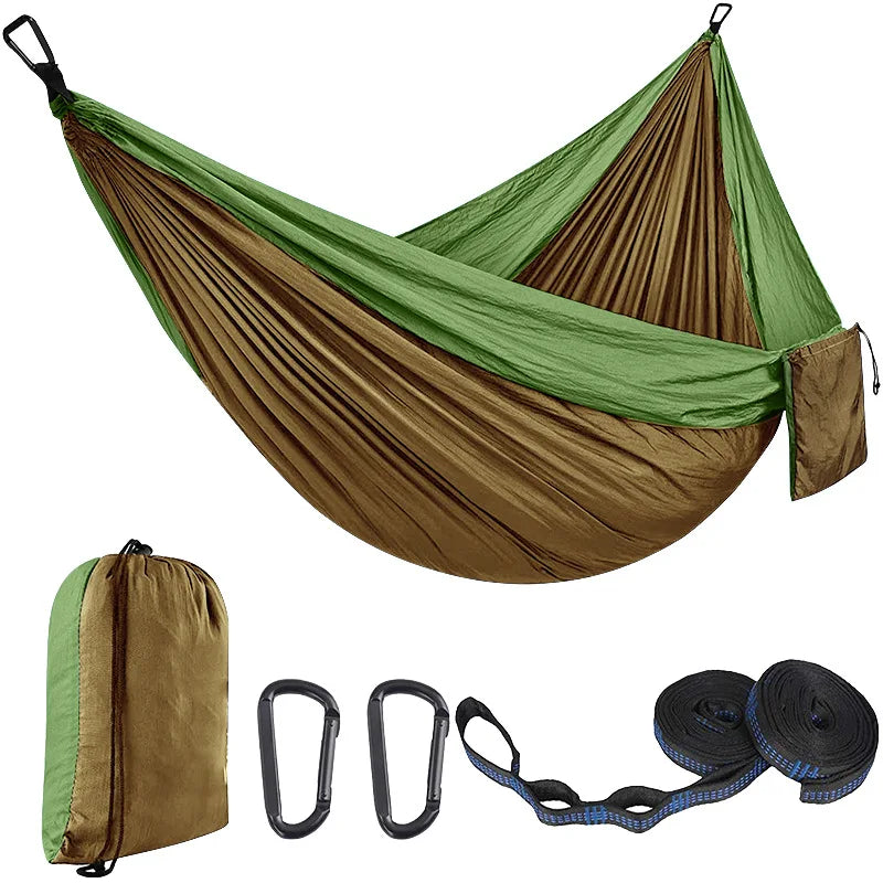 1-2 Person Color Matching Portable Outdoor Camping Hammock With Nylon High Strength Parachute Fabric Hanging Bed 270*140cm