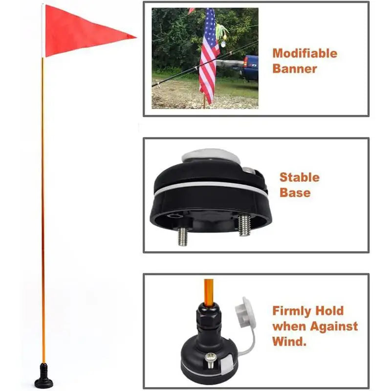 1.2m Fishing Canoe Kayak DIY Safety Boat Flag Base Kit With Mount Base Inflatable Dinghy Rowing Marine Accessories