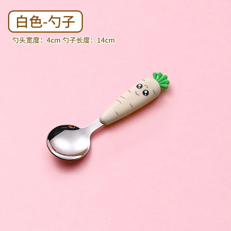 1/3PCS Baby Feeding Utensils Cartoon Fork Spoon Child Cutlery Set Kid Tableware Kitchen Gadgets Cake Vegetable Fork Teaspoon