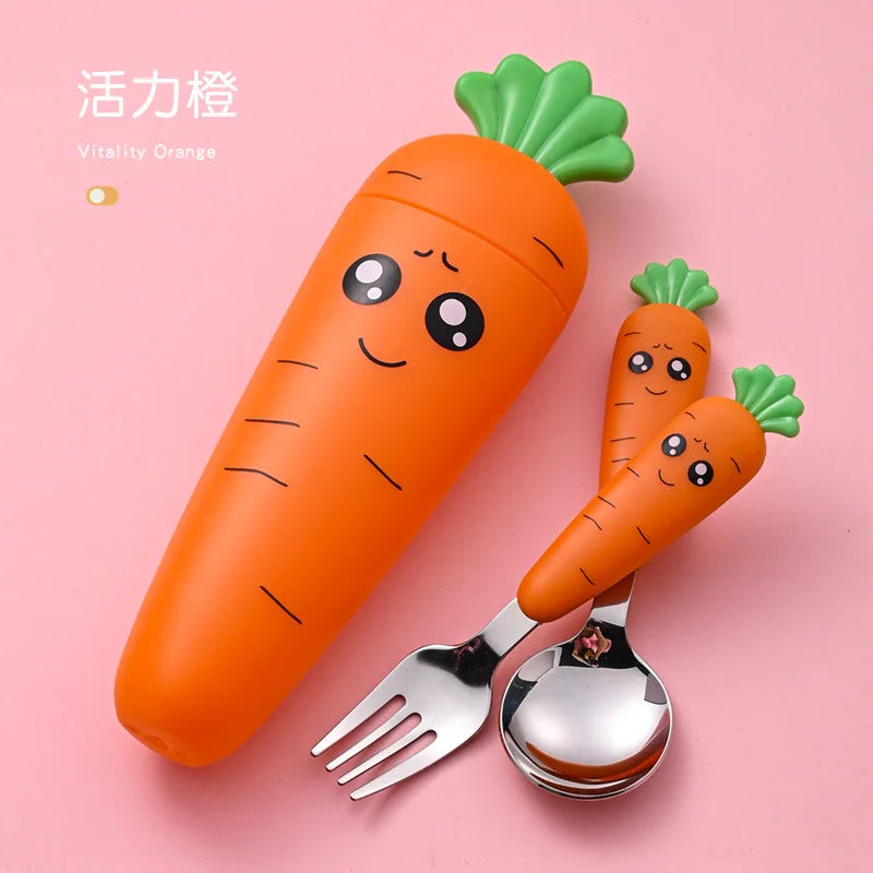 1/3PCS Baby Feeding Utensils Cartoon Fork Spoon Child Cutlery Set Kid Tableware Kitchen Gadgets Cake Vegetable Fork Teaspoon