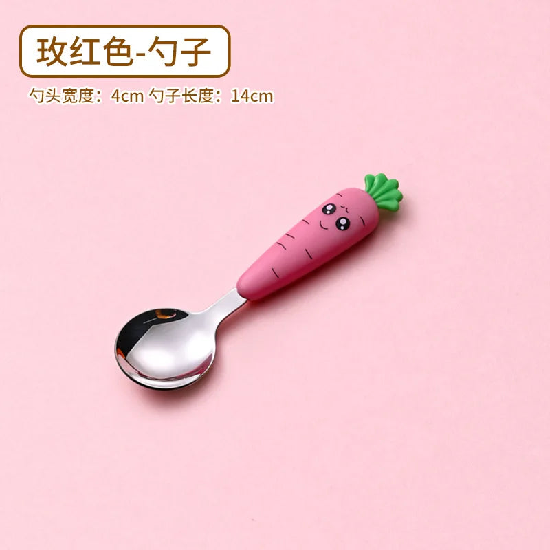 1/3PCS Baby Feeding Utensils Cartoon Fork Spoon Child Cutlery Set Kid Tableware Kitchen Gadgets Cake Vegetable Fork Teaspoon