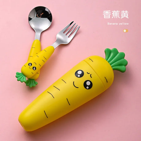 1/3PCS Baby Feeding Utensils Cartoon Fork Spoon Child Cutlery Set Kid Tableware Kitchen Gadgets Cake Vegetable Fork Teaspoon