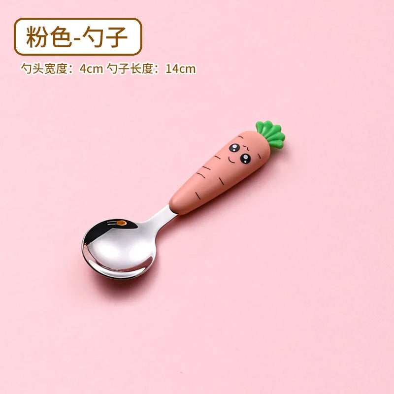 1/3PCS Baby Feeding Utensils Cartoon Fork Spoon Child Cutlery Set Kid Tableware Kitchen Gadgets Cake Vegetable Fork Teaspoon