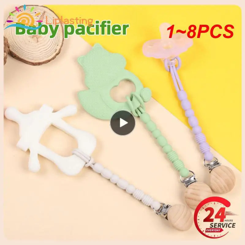 1~8PCS Baby Pacifier Clips Chain Silicone Nipple Holder Chain BPA Free Dummy Clip Holder Soother Chains Baby Teething Toys Chew