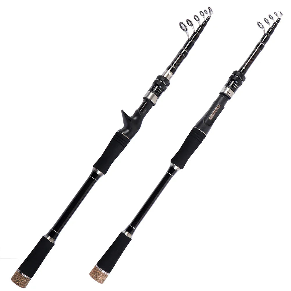 1.8m 2.1m 2.4m 2.7m 3.0m Protable Telescopic Spinning/Casting Fishing Rod Ultralight Carbon Fiber Travel Rod