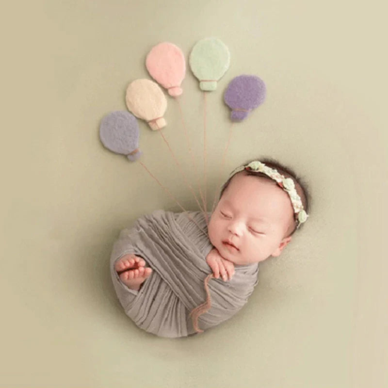 1-9 Pcs Baby Wool Felt Balloon/Cloud Decorations Newborn Photography Props Infant Photo Shooting Accessories