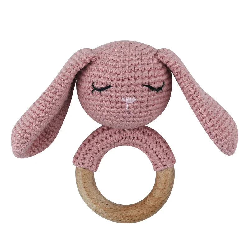 1 Pc Baby Wooden Rattle Toy Crochet Animal Dinosaur Baby Teether Gym Music Rattle Ring Toys Newborn Pram Stroller Toy Baby Stuff