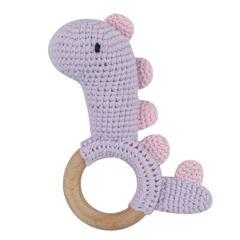 1 Pc Baby Wooden Rattle Toy Crochet Animal Dinosaur Baby Teether Gym Music Rattle Ring Toys Newborn Pram Stroller Toy Baby Stuff