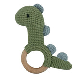 1 Pc Baby Wooden Rattle Toy Crochet Animal Dinosaur Baby Teether Gym Music Rattle Ring Toys Newborn Pram Stroller Toy Baby Stuff