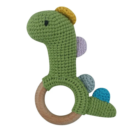 1 Pc Baby Wooden Rattle Toy Crochet Animal Dinosaur Baby Teether Gym Music Rattle Ring Toys Newborn Pram Stroller Toy Baby Stuff