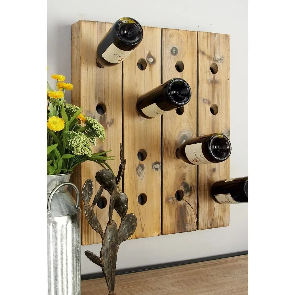 1-Piece Support Bar for Home 21” X 25”Brown Wood 16 Bottles Wall Wine Rack Home Brewing & Wine Making Barware Cellar Bar House