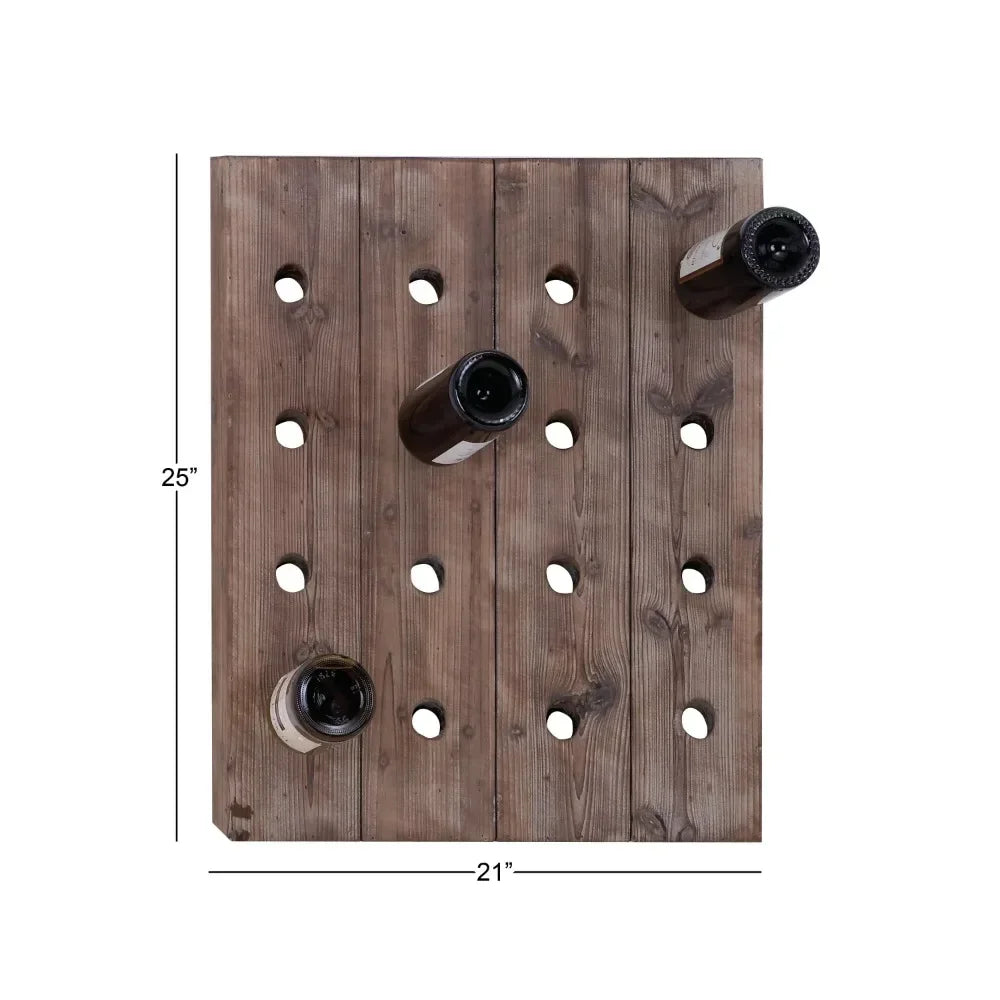 1-Piece Support Bar for Home 21” X 25”Brown Wood 16 Bottles Wall Wine Rack Home Brewing & Wine Making Barware Cellar Bar House