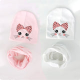 1 Set spring Autumn cartoon animal kitty kitten cat Baby Hat Girl Boy Beanie Cap Children Hat Toddler Kids Hat Scarf Collars