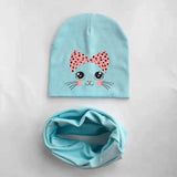 1 Set spring Autumn cartoon animal kitty kitten cat Baby Hat Girl Boy Beanie Cap Children Hat Toddler Kids Hat Scarf Collars