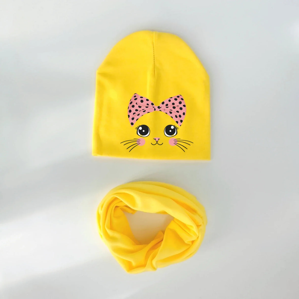 1 Set spring Autumn cartoon animal kitty kitten cat Baby Hat Girl Boy Beanie Cap Children Hat Toddler Kids Hat Scarf Collars