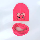 1 Set spring Autumn cartoon animal kitty kitten cat Baby Hat Girl Boy Beanie Cap Children Hat Toddler Kids Hat Scarf Collars