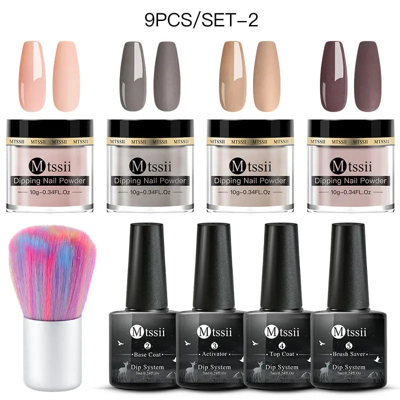 10/14PCS Dipping Nail Powder Set Nude Nails Glitter Dipping System Dip Nail Set Dust Nail Art Natural Dry No Lamp Freeshipping