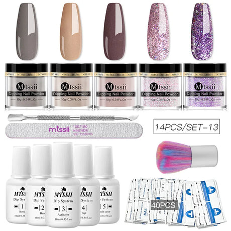 10/14PCS Dipping Nail Powder Set Nude Nails Glitter Dipping System Dip Nail Set Dust Nail Art Natural Dry No Lamp Freeshipping