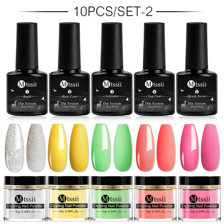 10/14PCS Dipping Nail Powder Set Nude Nails Glitter Dipping System Dip Nail Set Dust Nail Art Natural Dry No Lamp Freeshipping