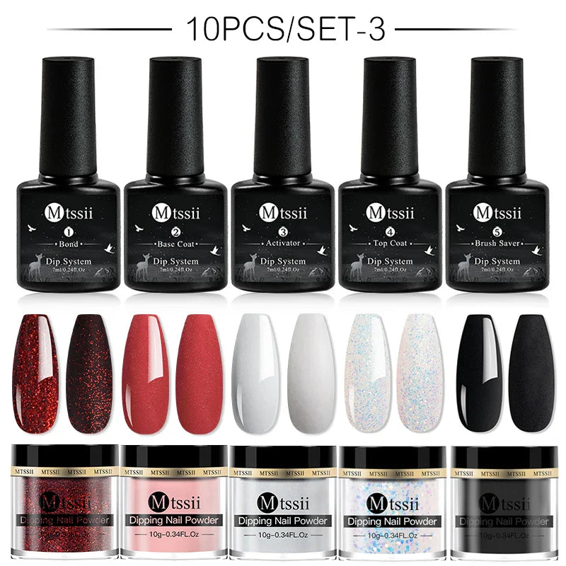 10/14PCS Dipping Nail Powder Set Nude Nails Glitter Dipping System Dip Nail Set Dust Nail Art Natural Dry No Lamp Freeshipping