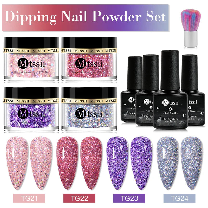 10/14PCS Dipping Nail Powder Set Nude Nails Glitter Dipping System Dip Nail Set Dust Nail Art Natural Dry No Lamp Freeshipping