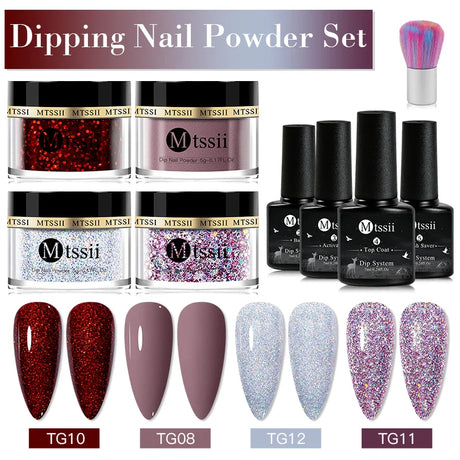 10/14PCS Dipping Nail Powder Set Nude Nails Glitter Dipping System Dip Nail Set Dust Nail Art Natural Dry No Lamp Freeshipping