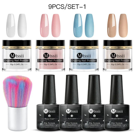 10/14PCS Dipping Nail Powder Set Nude Nails Glitter Dipping System Dip Nail Set Dust Nail Art Natural Dry No Lamp Freeshipping